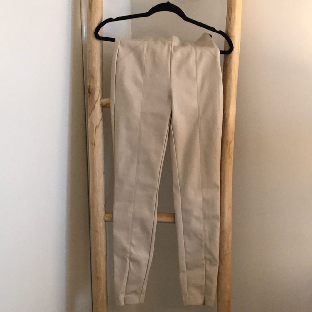 Faux Beige Leather Pants